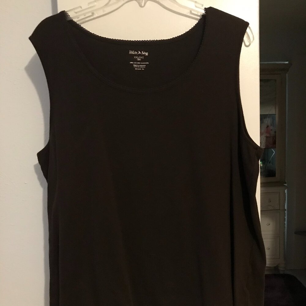 White Stag women's 2X tank top in chocolate brown. 100% cotton.